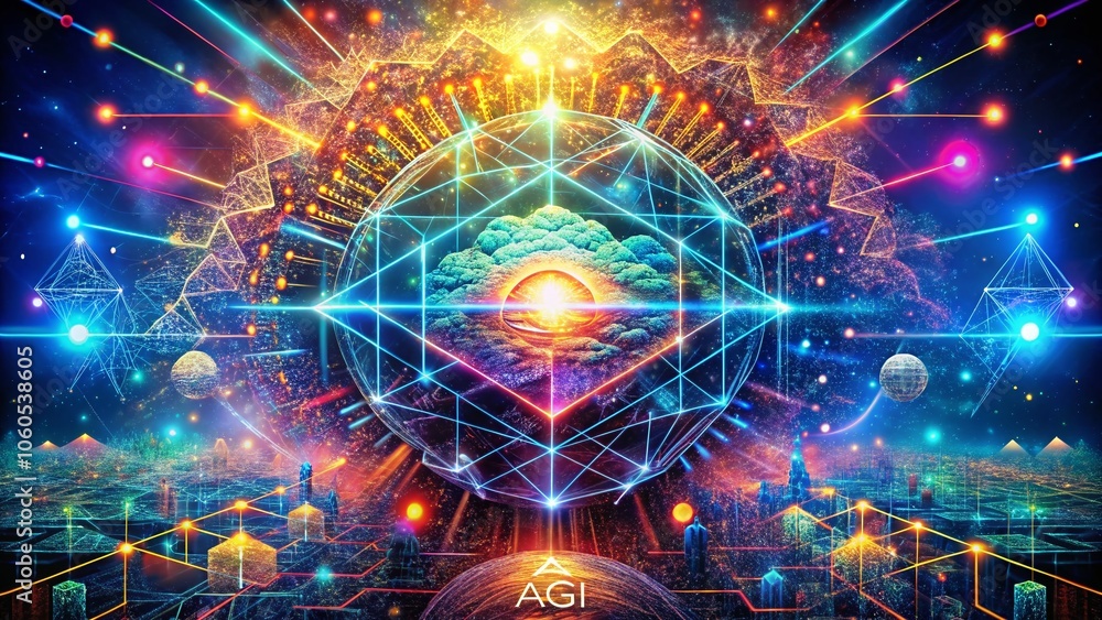 Poster emergence of embodied agi: metamorphic visualization of artificial general intelligence in abstract 