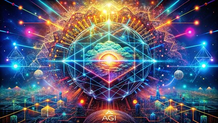 Emergence of Embodied AGI: Metamorphic Visualization of Artificial General Intelligence in Abstract Forms, Exploring Neural Networks, Consciousness, and Future Technology Concepts