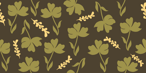 Hand drawn flowers seamless patterns  ornate spring bohemian for fabric, textiles, clothing, wrapping paper, cover, banner, interior decor, abstract backgrounds.