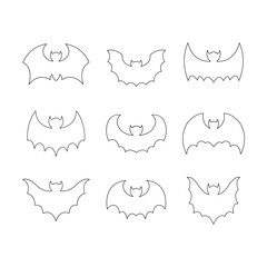 Bat line icon collection. outline style. isolated element illustration