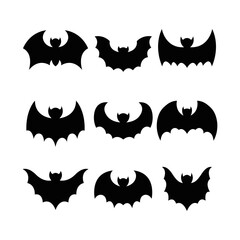 Bat silhouette icon collection. flat style elements. cartoon isolated illustration