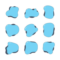 Blue abstract blob icon collection. flat style elements. cartoon isolated illustration