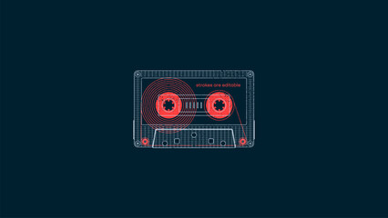 A classic cassette for a tape recorder. Fully editable vector art
