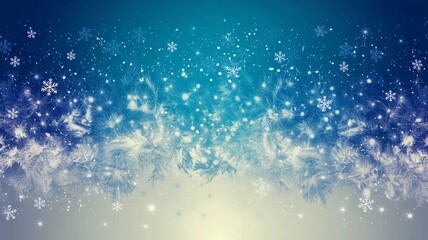 A gradient background with a Christmas theme. The background starts with a deep blue at the top and transitions to a bright white at the bottom. There are Christmas tinsel ornaments scattered througho