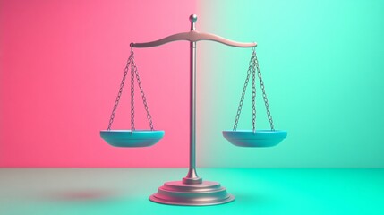 Neon Scales of Justice in Vibrant Void
