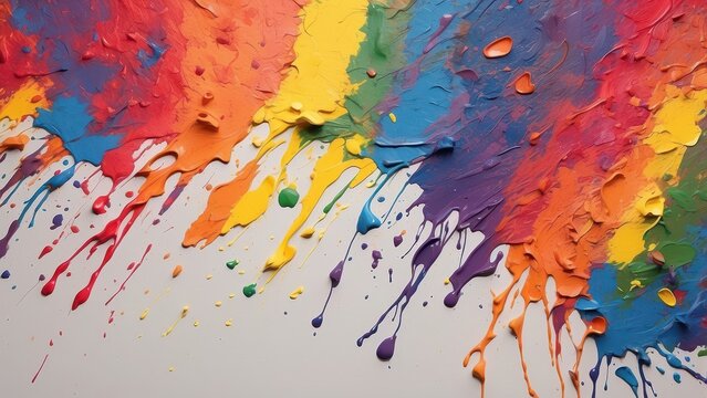 "Experience the explosion of pride as vibrant rainbow paint splatters across a blank canvas, creating a stunning masterpiece that captures the essence of diversity and individuality."