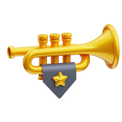 PNG 3D trumpet illustration isolated on a white background © sonisokell