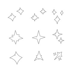 Sparkle icon collection. outline style. isolated element illustration