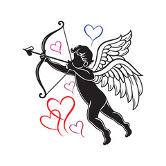 Silhouette of a Cupid with Bow