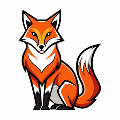 Fox Bold Line Art on White Background