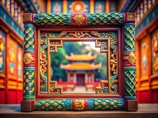 Obraz premium Exquisite Chinese Decorative Frame in Tilt-Shift Photography Style for Unique Home Décor and Art Displays
