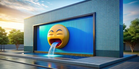 Face Vomiting Emoji Animation Concept on Blue Background Illustrating Unhealthy Day - Creative and Fun Visuals for Wellness and Health Awareness