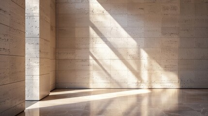 Photograph of a vertically divided light-colored brick wall in interior design