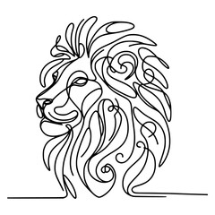 one line drawing lion head animal wild nature vector illustration template design