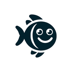 happy fish smile animal pet nature logo vector illustration template design