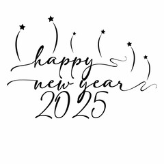 Happy New Year 2025 vector image art on white background and with black text