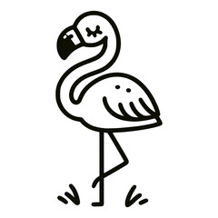 cartoon cute flamingo bird animal wild nature doodle hand drawn vector illustration template design
