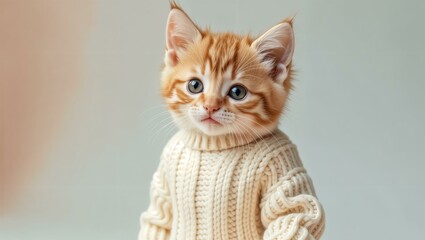 Obraz premium Cute kitten in knitted sweate