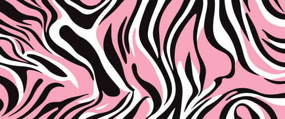 Fototapeta premium A playful pink zebra print with oversized black and white stripes, perfect for adding a touch of fun and whimsy to any outfit, black pink and white zebra pattern