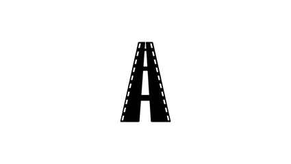 letter A like road, transport company emblem, emblem, black isolated silhouette