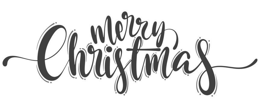 Merry christmas lettering hand drawn callygrapy script vector eps