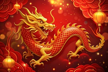 chinese dragon statue on the wall with product display cylindrical shape and festive decoration for christmas