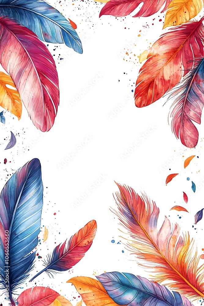 Poster vibrant feathers in a colorful abstract design perfect for creative projects and artistic expression