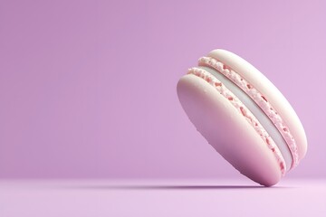 Single Pastel Macaron on Lavender Background