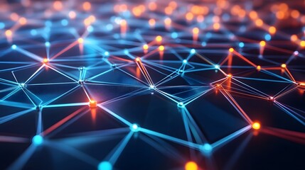 Abstract blockchain grid with interconnected nodes and data points