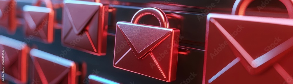 Poster lock lick emails aligned in a pattern as secure email gateway filtering threats, email security, blo