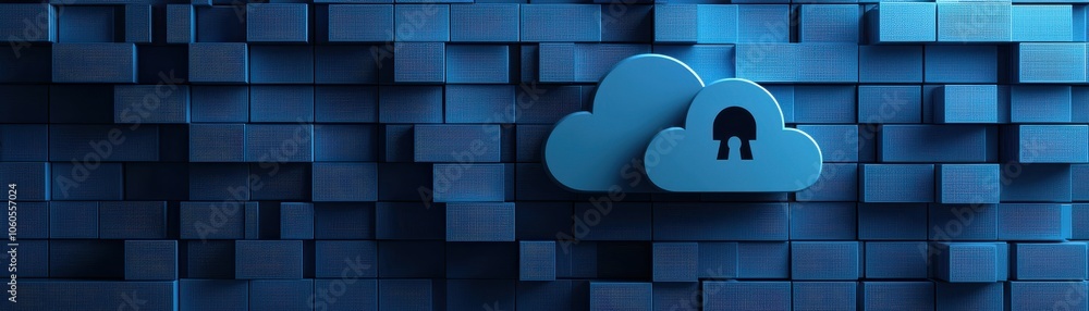 Poster a simple cloud on block background as security policies and governance for multi-cloud environments,