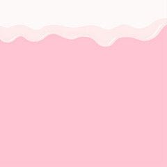 ピンク色の背景にとろけるクリームのイラスト - 手描きのシンプルでかわいいスイーツのイメージ素材 - 正方形