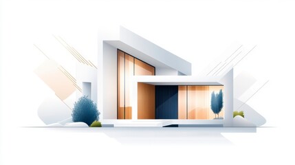 Modern House Illustration with Clear Design Elements