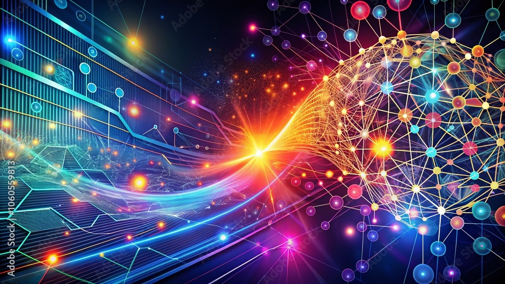 Poster futuristic abstract neural network background - modern ai illustration with copy space for innovatio