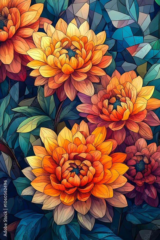 Aufkleber vibrant blooms illuminate the canvas with their lush colors and intricate patterns creating a stunni