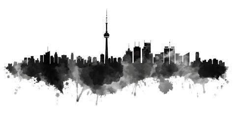 Berlin Monochrom - Künstlerische Skyline der Hauptstadt - Gemalt mit Wasserfarbe - Kreativ und Abstrakt	