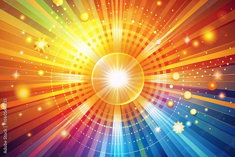 Poster Geometric Sun Rays and Radial Sunburst Design Elements for UI and UX Applications in Flat Vector Style for Mobile Platforms