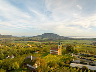 Naklejka premium The Holy Name Of Virgin Mary chapel (Lengyel Kapolna) in Hegymagas, Hungary. Located in Tapolcai medence, Balaton uplands