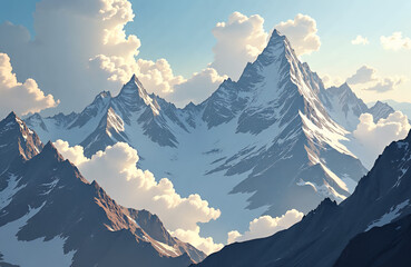 Majestic Snow-Capped Mountains in Purple Twilight