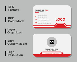 Modern business card, corporate identity card, minimal personal card, colorful visiting card, double sided business card