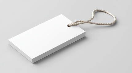 Blank white tag with rope loop, perfect for labeling items