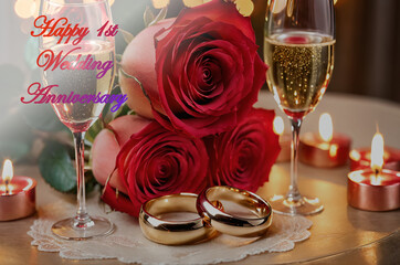 Happy 1st wedding anniversary. 1 year anniversary celebration.
