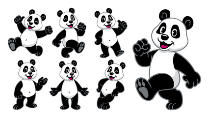 Cartoon Character Set of Happy Panda