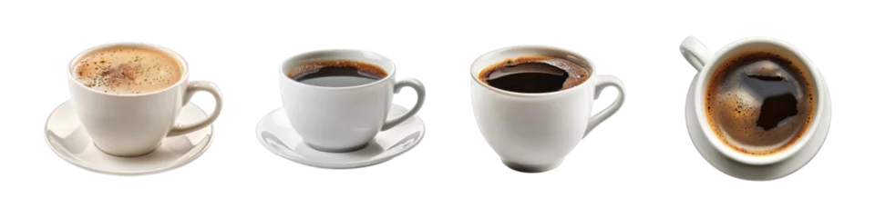 Black coffee cups isolated set cutout png
