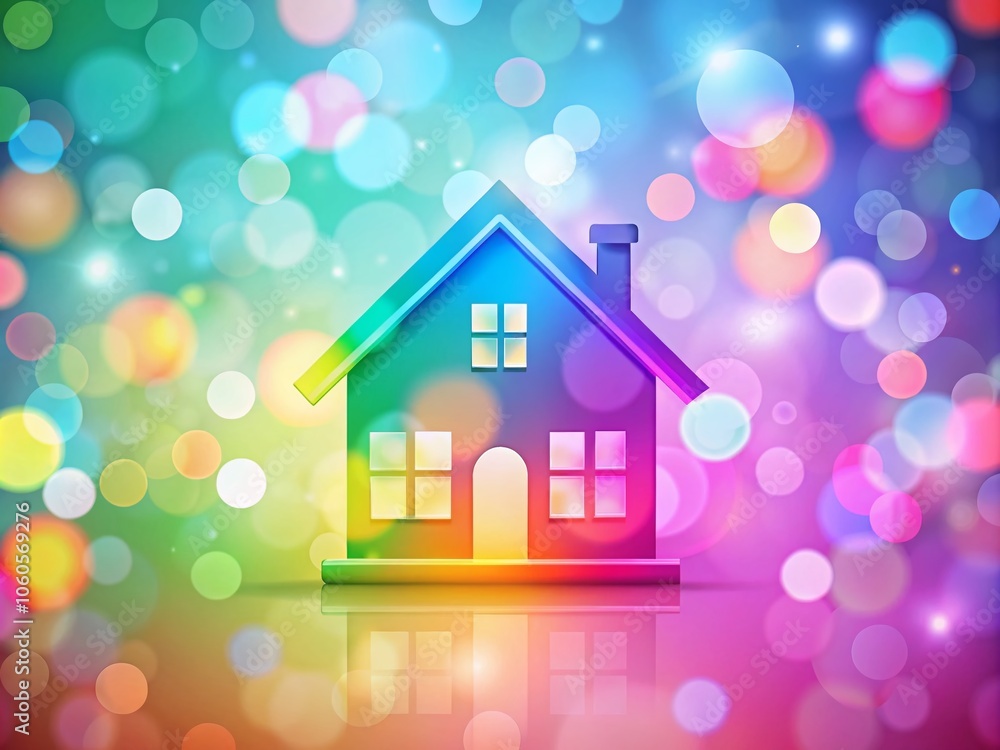 Poster gradient icon of a dollhouse with bokeh effect on white background for vector illustration, perfect 