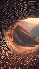 Fantastic organic tunnel with wave details, 3d rendering. A surreal tunnel with smooth, wavy walls...