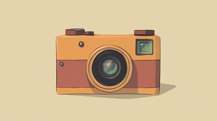 A classic camera has a wooden texture with a retro and emotional atmosphere, showing the charm and feelings of photography art. Vintage Polaroid. Illustration