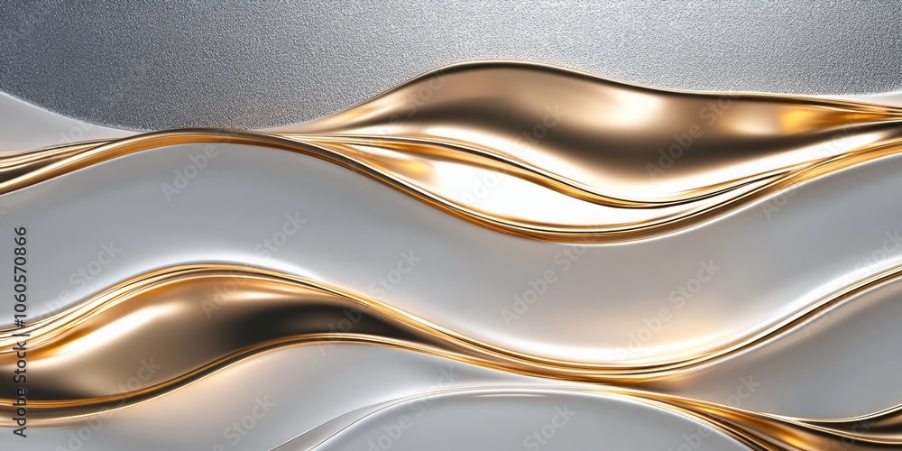 Poster elegant metallic wave pattern with glossy surfaces and soft light, on a modern gray background with 