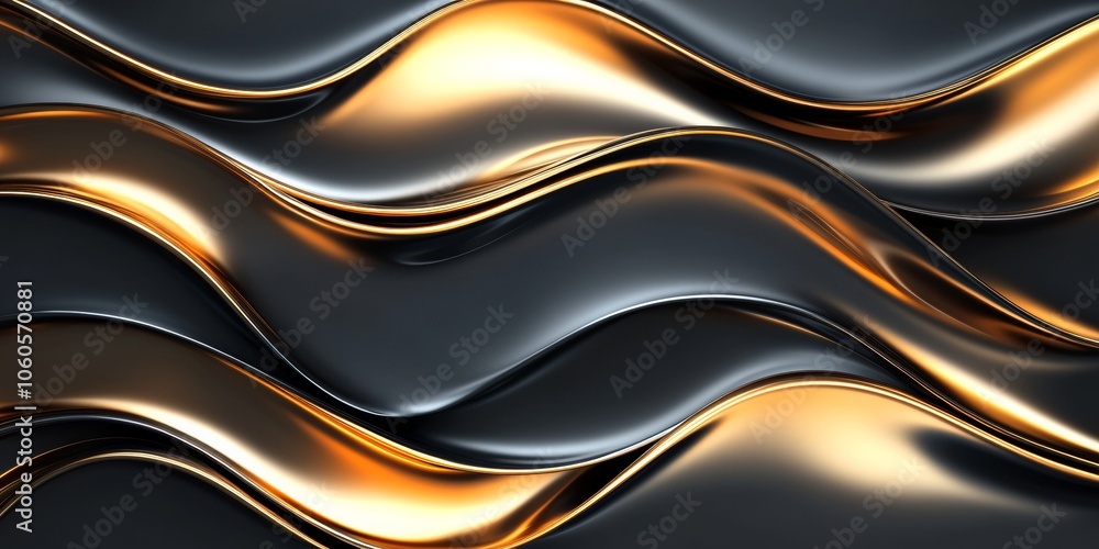 Poster elegant metallic wave pattern with glossy surfaces and soft light, on a modern gray background with 