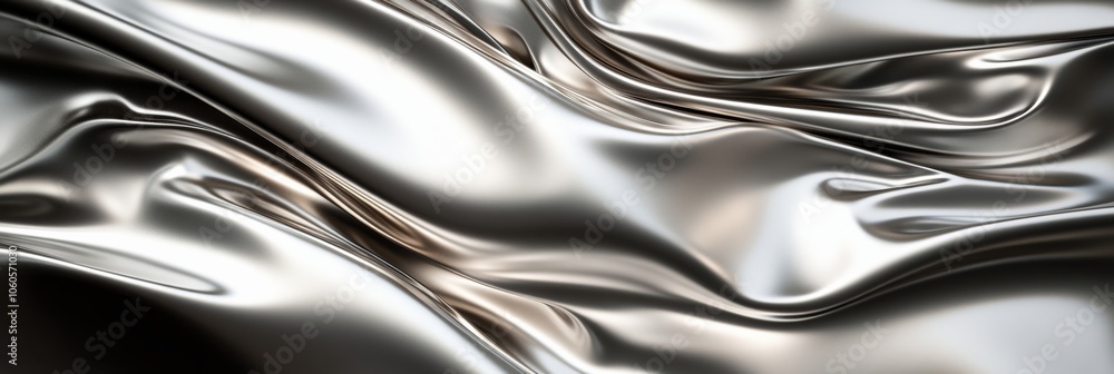 Poster folded aluminum texture with intricate highlights and shadows, creating an elegant and abstract desi